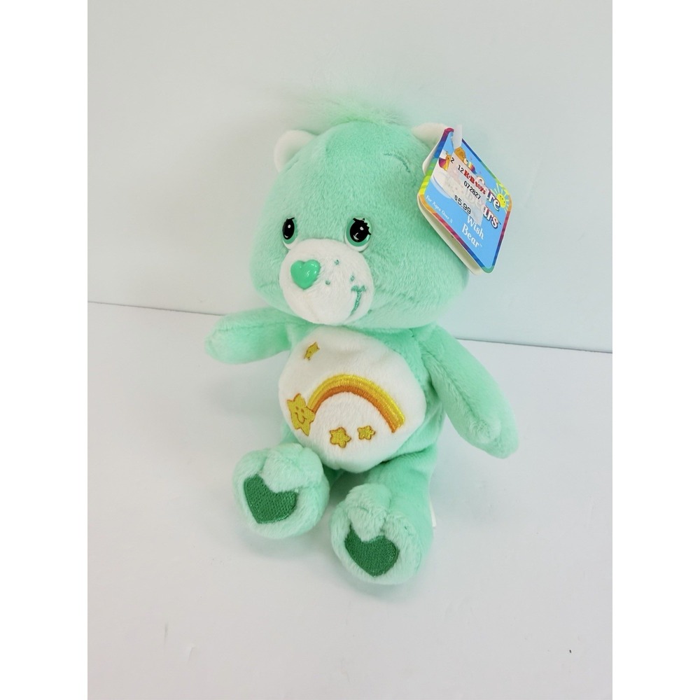 Care Bears Wish Bear 8" Plush Toy Mint Green Shooting Star 2002 Vintage Tag